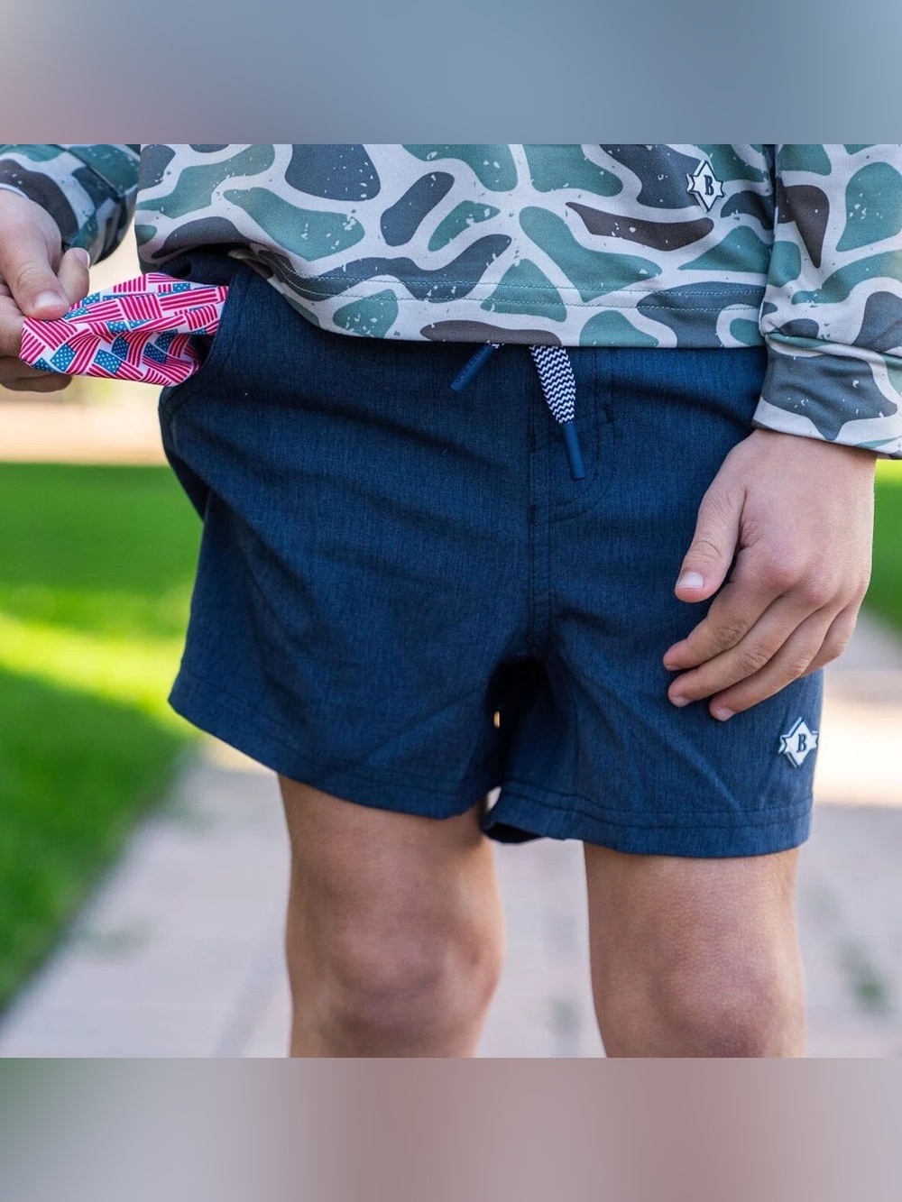 Kids Navy Blue Pull-On Shorts